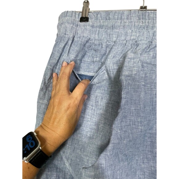 ATHLETA‎ Women's Size 8 Chambray  Cabo 100% Linen Jogger Pants Drawstring Waist - Picture 4 of 10